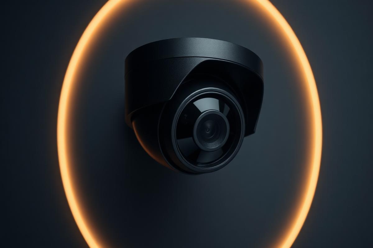 Modern black IP dome CCTV camera