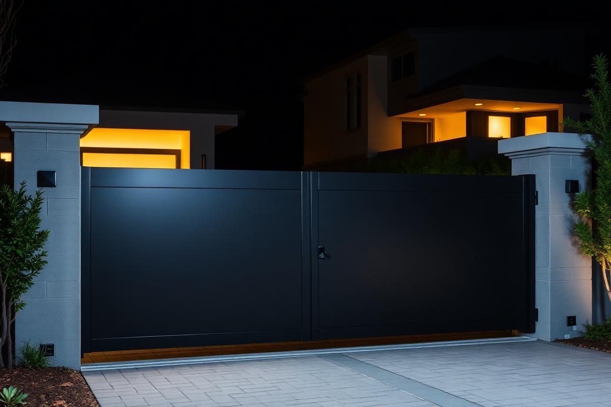 Automated sliding driveway gate at a home